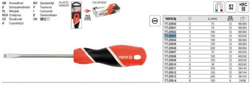 YATO YT-25903 Csavarhúzó lapos 3 x 150 mm mágneses S2