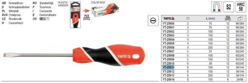 YATO YT-25911 Csavarhúzó lapos 6 x 100 mm mágneses S2