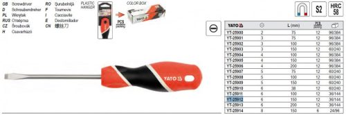 YATO YT-25912 Csavarhúzó lapos 6 x 150 mm mágneses S2