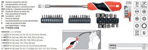 YATO YT-25972 Csavarhúzó flexibilis 1/4 Col 31 részes