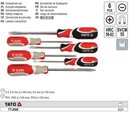 YATO YT-2668 Csavarhúzó készlet 6 részes SVCM55