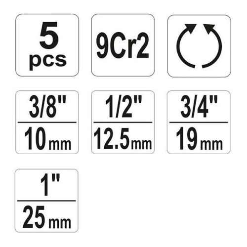 YATO YT-29001 Csőmenetmetsző készlet 5 részes (3/8 Col -1 Col)