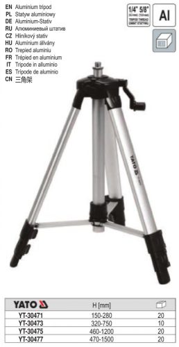 YATO YT-30475 Összecsukható Alumínium állvány 460-1200 mm 1/4 Col 5/8 Col