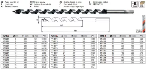 YATO YT-3265 Auger fafúró 10 x 460 mm Hex