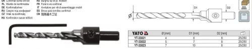 YATO YT-33022 Konfirmátor csavar előfúró 5 mm