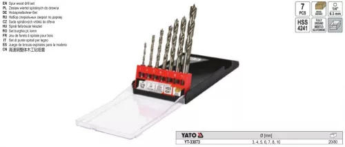YATO YT-33873 Fafúrószár készlet 7 részes 3 - 10 mm bit befogású