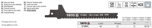 YATO YT-33972 Szablyafűrészlap fához 120 mm / 12 TPI (ívelt vágáshoz)