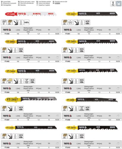 YATO YT-3403 Dekopírfűrészlap T6TPI 100/75 mm HCS (5 db/cs)