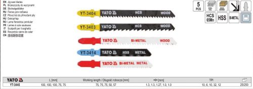 YATO YT-3445 Dekopírfűrészlap készlet 5 részes T befogás