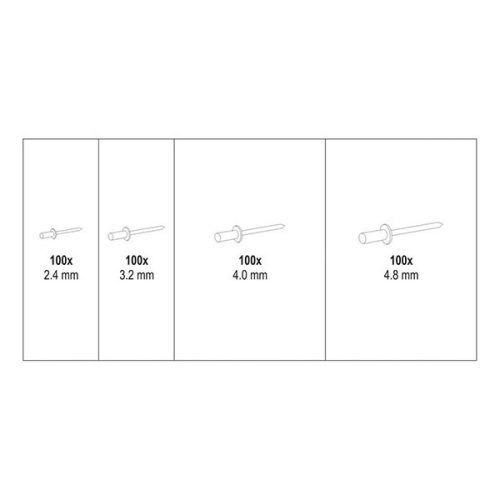 YATO YT-36420 Alumínium popszegecs készlet 400 db