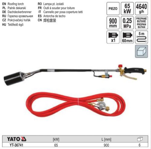 YATO YT-36741 Gázégő 8 kW 900 mm, 1,5 m tömlővel (perzselő)