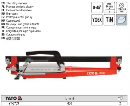 YATO YT-3703 Csempevágó 630 mm 1 sínes