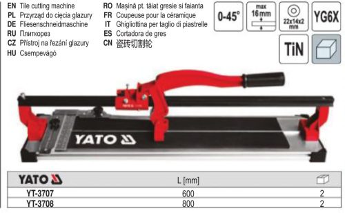 YATO YT-3707 Csempevágó 600 mm 1 sínes