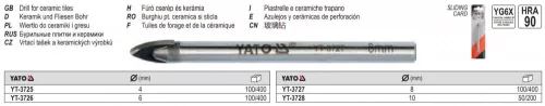 YATO YT-3727 Üveg- és csempefúrószár 8 mm