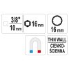 YATO YT-38511 Vékonyfalú gyertyakulcs 3/8 Col 16 mm