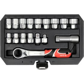   YATO YT-38653 Nyitott dugókulcs készlet 17 részes 3/8 Col, 1/2 Col Spline