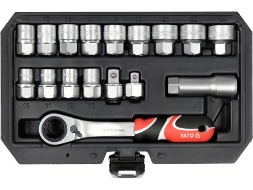 YATO YT-38653 Nyitott dugókulcs készlet 17 részes 3/8 Col, 1/2 Col Spline