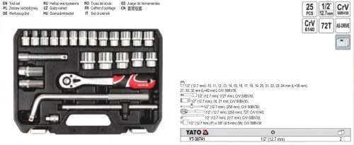 YATO YT-38741 Dugókulcs készlet 25 részes 1/2" 10-32 mm CrV