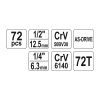 YATO YT-38782 Dugókulcs készlet 72 részes 1/4 Col, 1/2 Col CrV