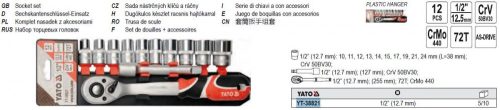 YATO YT-38821 Dugókulcs készlet 12 részes 1/2 Col 10-24 mm CrV
