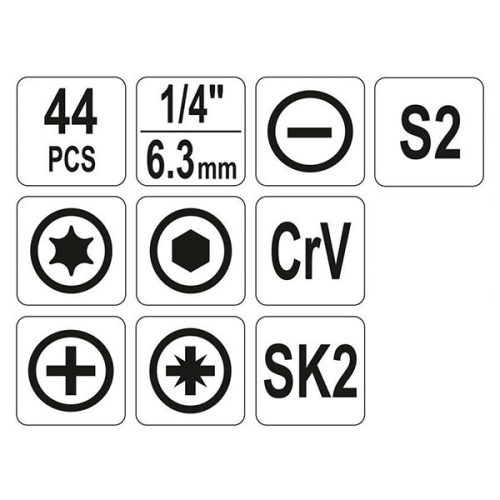 YATO YT-39280 Szerszámkészlet 44 részes 1/4" CrV