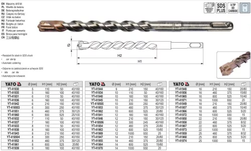 YATO YT-41931 Kőzetfúró 6 x 110/50 mm négyélű SDS-Plus