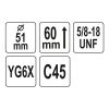 YATO YT-43976 Körkivágó 51 mm 5/8 Col TCT