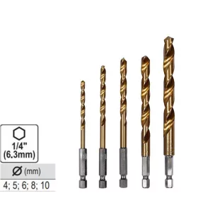   YATO YT-44700 Csigafúró készlet bit befogású 5 részes HSS Ti