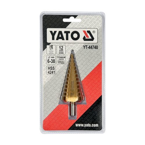 YATO YT-44740 Lépcsős fúró 6-38 mm 12 lépcsős HSS titán-nitrid