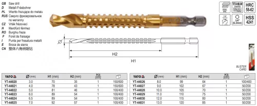 YATO YT-44824 Fém marófúró 6,5 x 89 mm bit befogású HSS-TiN