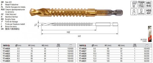 YATO YT-44830 Fém marófúró 12,0 x 115 mm bit befogású HSS-TiN