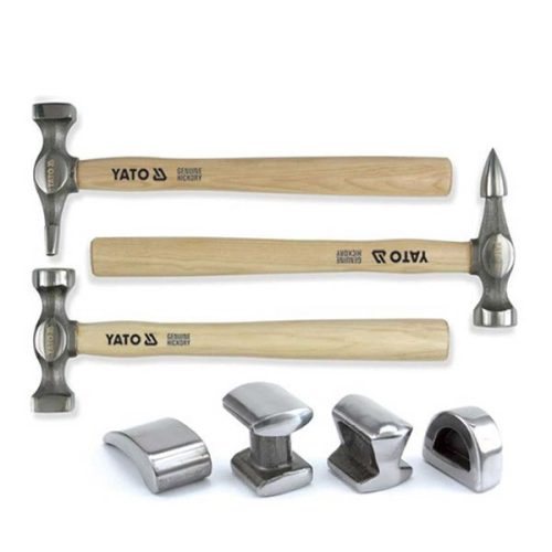 YATO YT-4590 Karosszériás kalapács és egyengető készlet 7 részes Hickory nyéllel