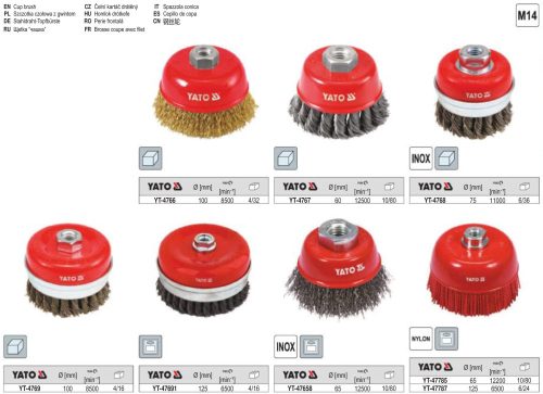 YATO YT-4767 Fazékkefe sodrott M14 60mm