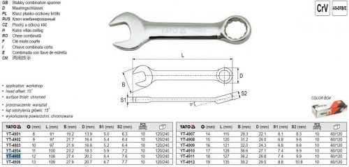 YATO YT-4905 Rövid csillag-villáskulcs 12 mm / 108 mm CrV