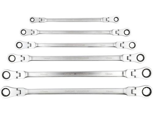 Yato YT-50390 Extra hosszú racsnis csuklós irányváltós csillagkulcs készlet 6 részes 8-19mm-ig