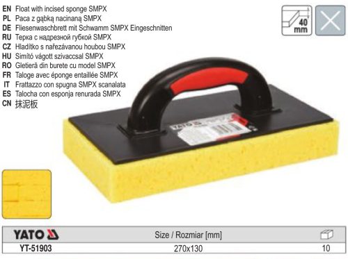YATO YT-51903 Fugázó szivacs irdalt 270 x 130 x 40 mm