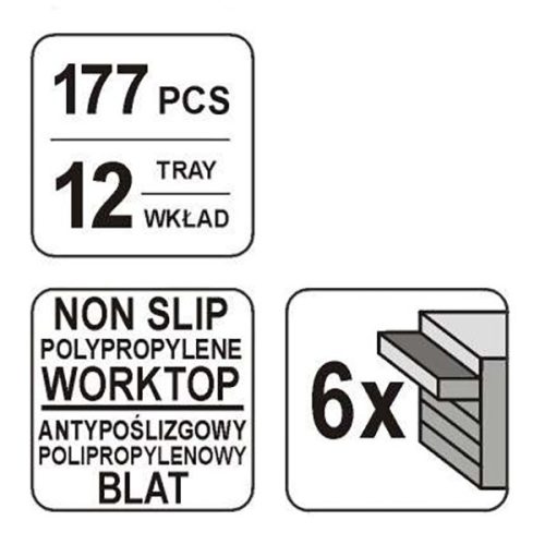 YATO YT-5530 Szerszámkocsi szerszámokkal 177 részes