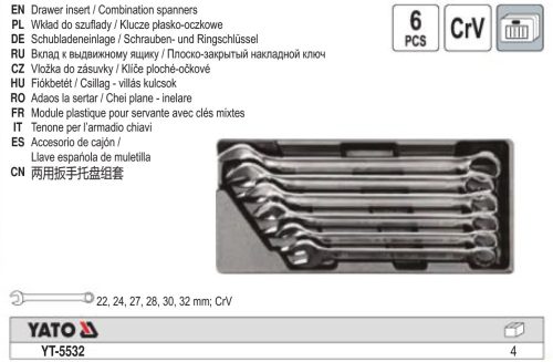 YATO YT-5532 Csillag-villáskulcs készlet 6 részes 22-32 mm (fiókbetét)