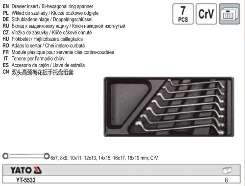 YATO YT-5533 Csillagkulcs készlet 7 részes 6-19 mm CrV (fiókbetét) CrV