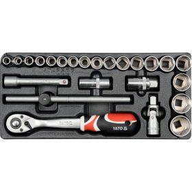   YATO YT-5537 Dugókulcs készlet 24 részes 1/2 Col 10-32 mm CrV (fiókbetét)
