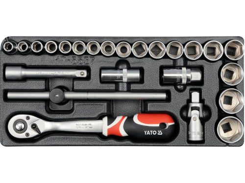 YATO YT-5537 Dugókulcs készlet 24 részes 1/2 Col 10-32 mm CrV (fiókbetét)