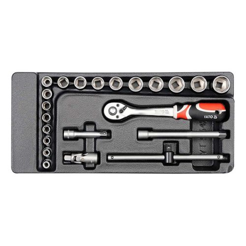YATO YT-5542 Dugókulcs készlet 22 részes 3/8 Col 6-22 mm CrV (fiókbetét)