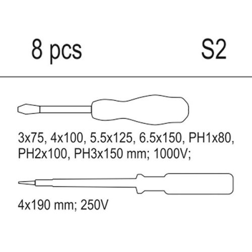 YATO YT-55462 Csavarhúzó készlet 8 részes 1000 V-ig szigetelt (fiókbetét)