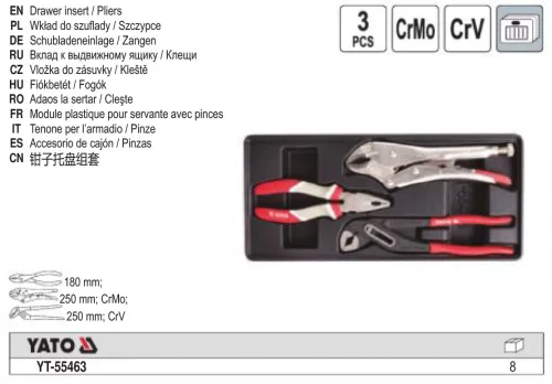 YATO YT-55463 Fogó készlet 3 részes (fiókbetét)