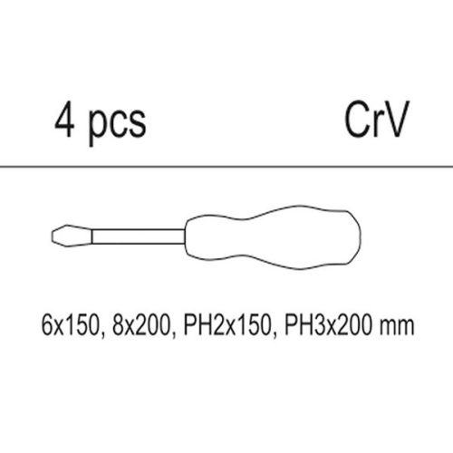YATO YT-55469 Csavarhúzó készlet 4 részes üthető (fiókbetét)