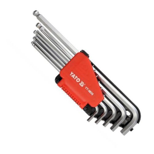 YATO YT-5838 Hosszú gömbfejű imbuszkulcs készlet 12 részes 1/16 Col-3/8 Col CrV