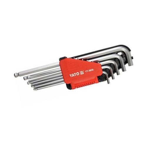 YATO YT-5838 Hosszú gömbfejű imbuszkulcs készlet 12 részes 1/16 Col-3/8 Col CrV