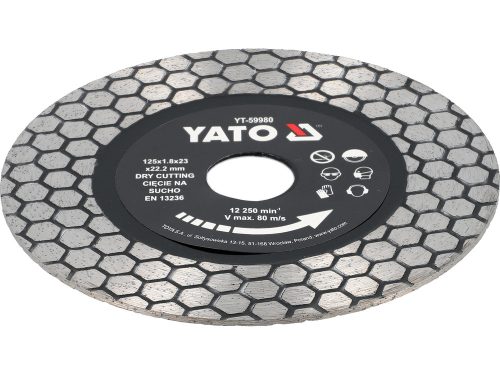 YATO YT-59980 Gyémánt vágó és csiszolókorong vágógépre porceláncsempékhez és gránitlapokhoz 125 mm