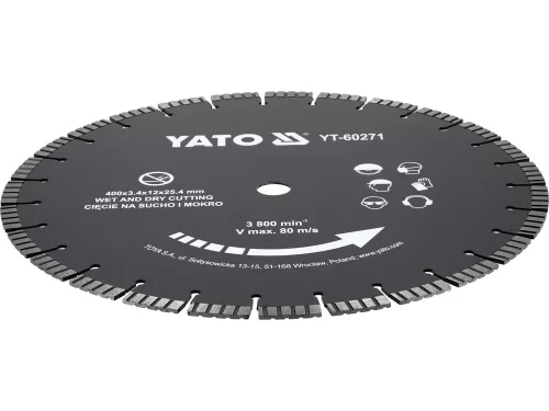 YATO YT-60271 Gyémánt vágótárcsa járdalapokhoz és betonhoz vágógépre 400 x 25,4 mm