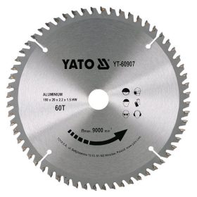   YATO YT-60907 Fűrésztárcsa alumíniumhoz 180 x 20 x 1,5 mm / 60T